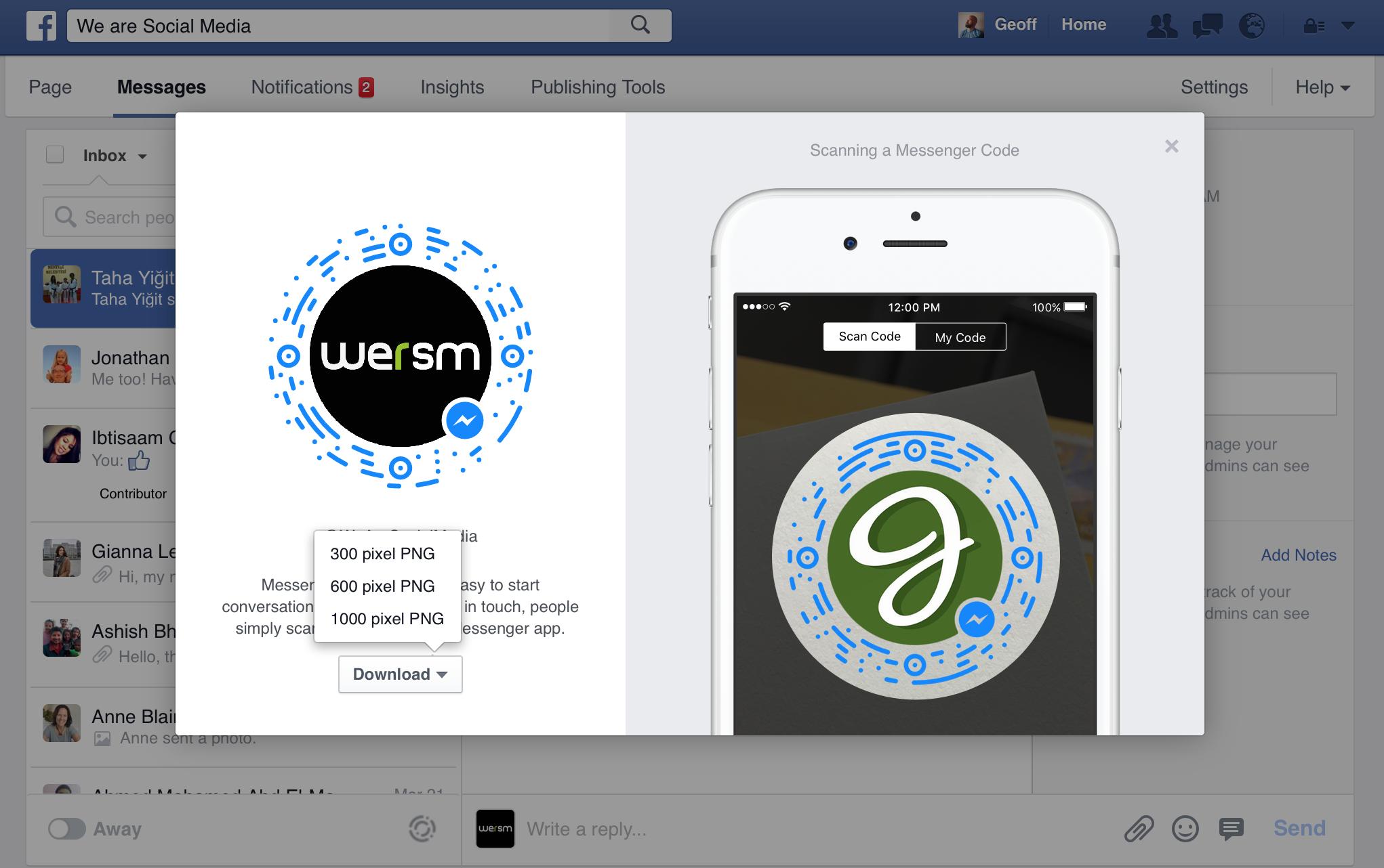 wersm-facebook-pages-scannable-messenger-codes