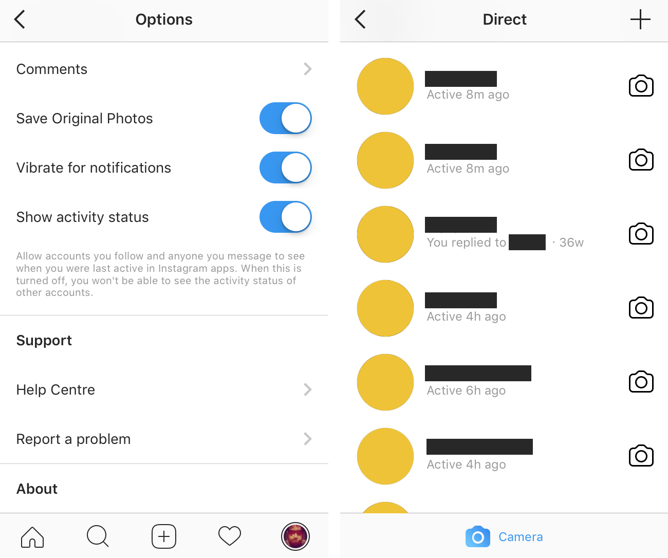 instagram activity status doesnt work