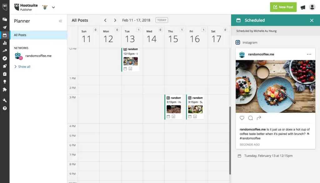 wersm screenshot hootsuite schedule instagram posts