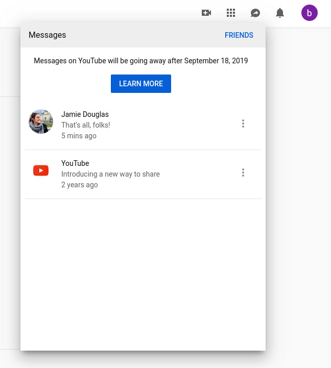 youtube removes direct messaging feature