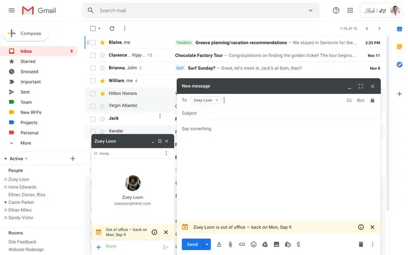gmail out of office