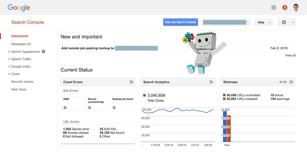 old google search console