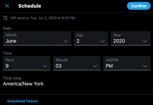 schedule tweets natively