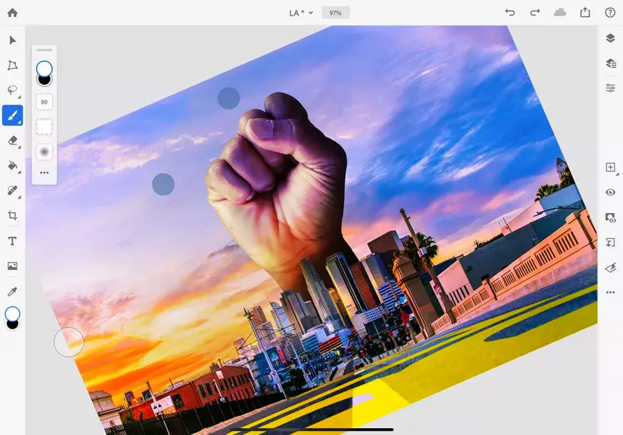 photoshop for ipad rotate canvas tool