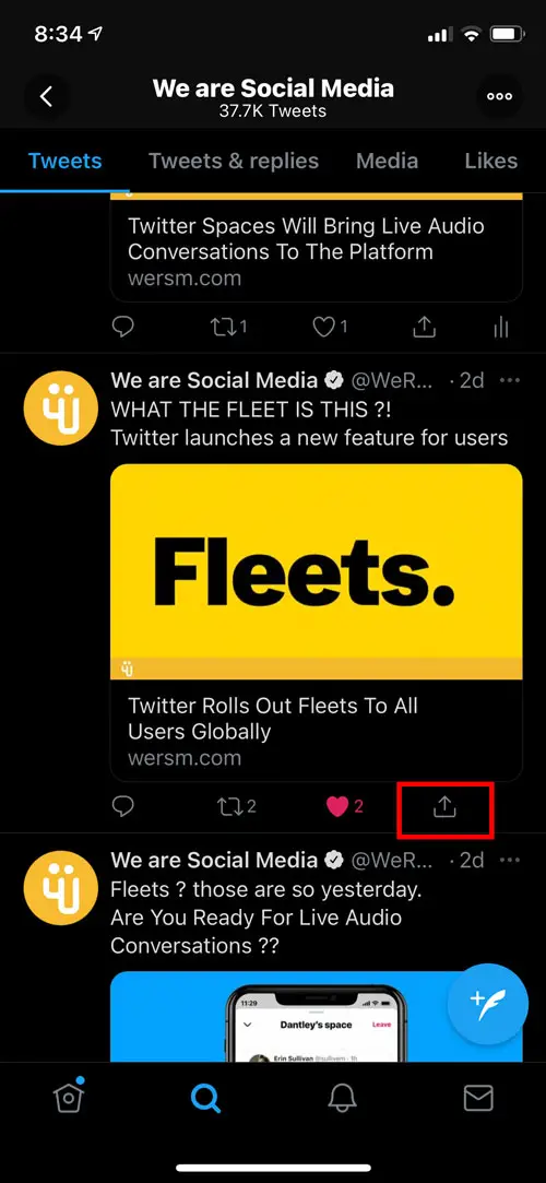 share a tweet in a fleet