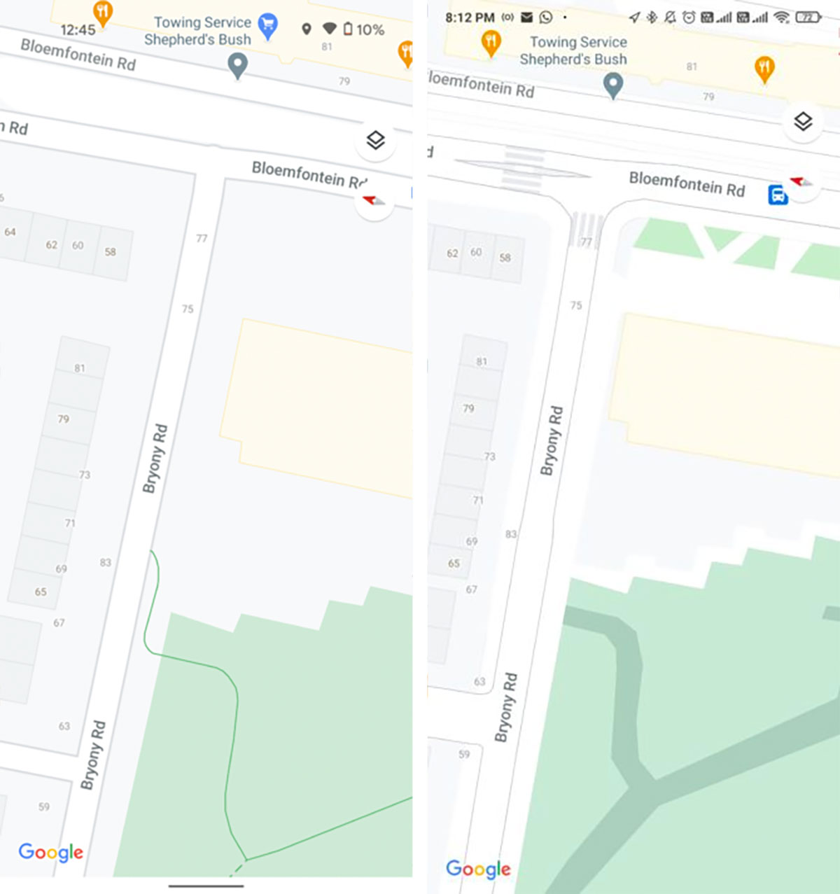 google maps new street details 