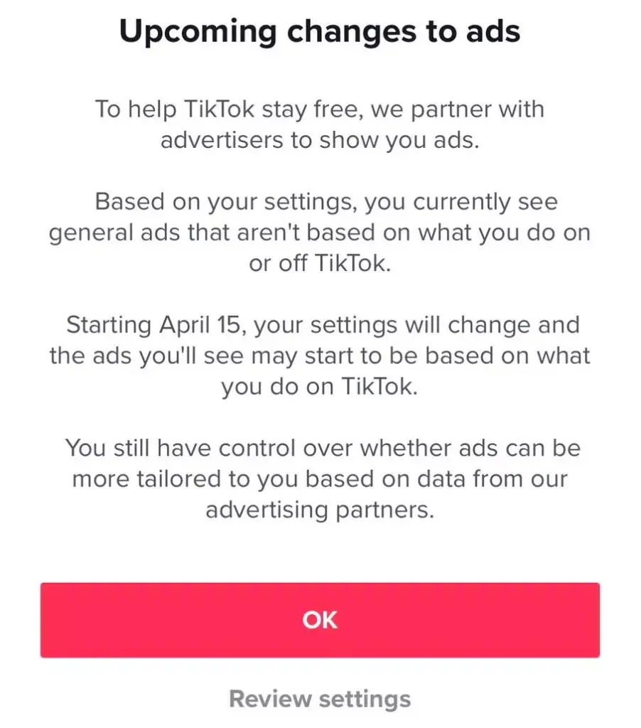 TikTok personalized ads