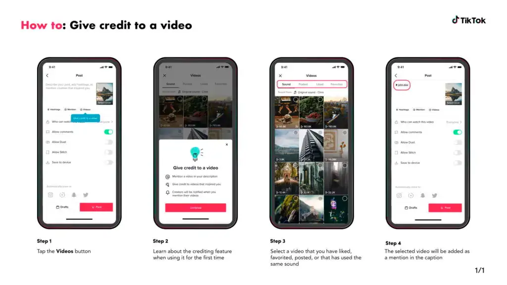 tiktok how to add credit to a video