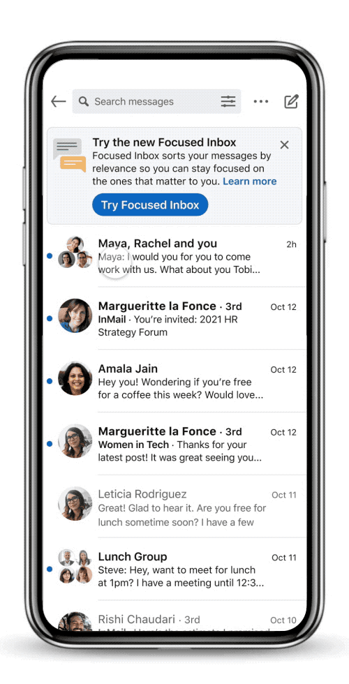 LinkedIn new Focused inbox