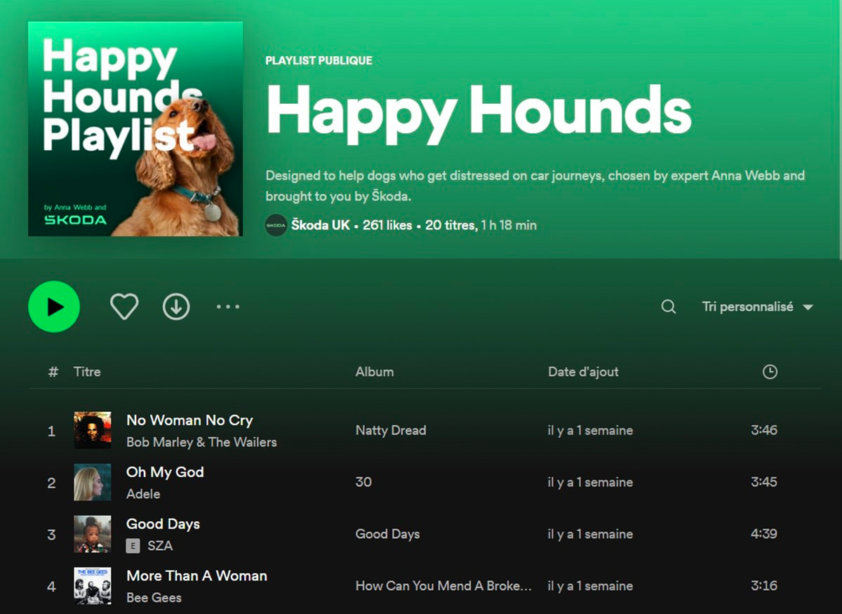 skoda spotify playlist for dogs