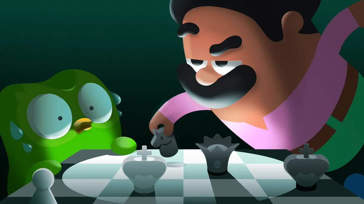 duolingo Oscar playing chess
