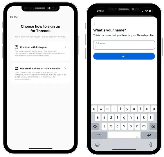 Threads no Instagram login