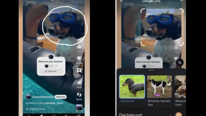 YouTube shorts google lens