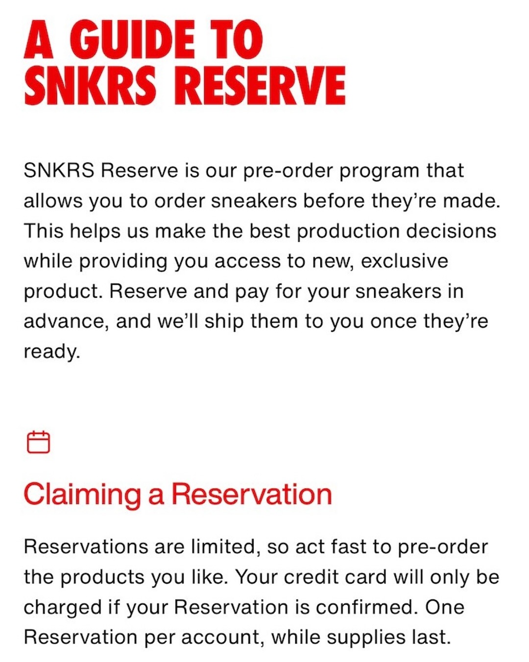 SNKRS Reserve Program