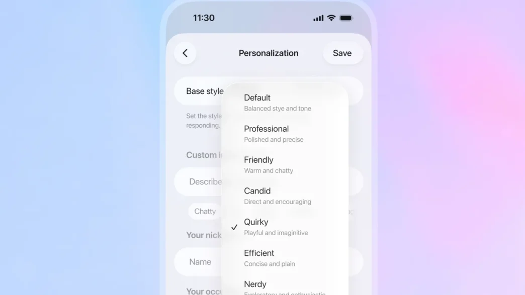 ChatGPT new personalities