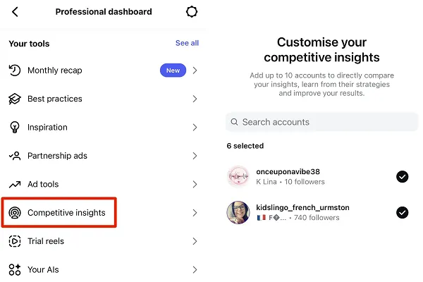 Instagram competitive insights